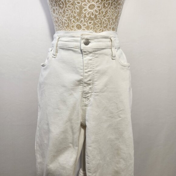 Madewell Women's 32 White Zip Belt Loop Cali Demi- Boot Crop Jeans Stretch - Picture 3 of 16